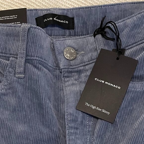 CLUB MONACO High Rise Skinny Corduroy Jeans in Blue Size 25 New Ultra Soft - Picture 7 of 7